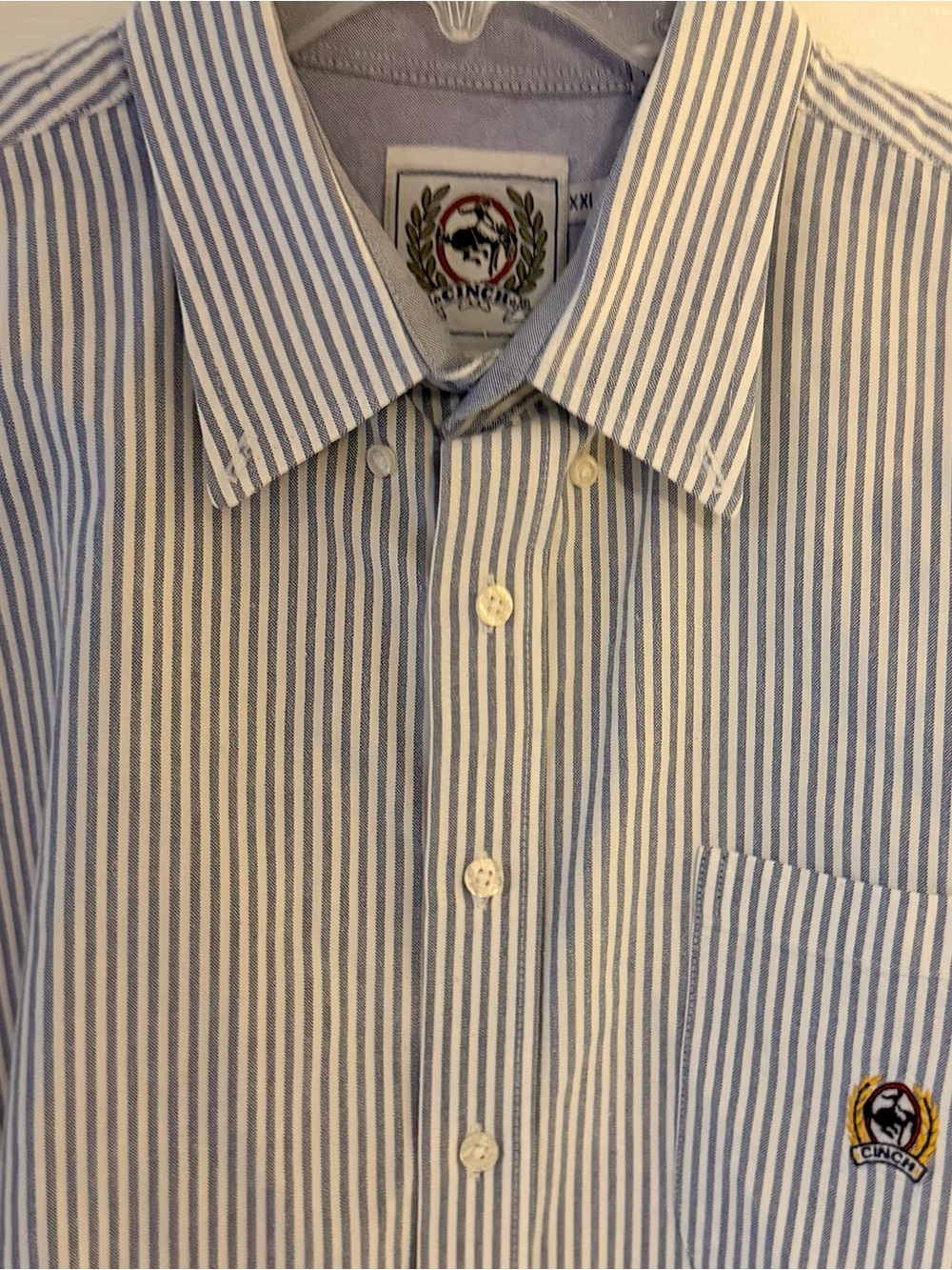Cinch 100% Cotton Striped Men’s 2XL Long Sleeve Button Down Shirt - Picture 3 of 5